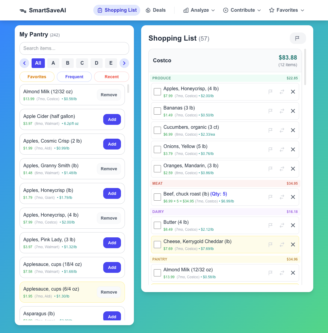 The SmartSaveAI app